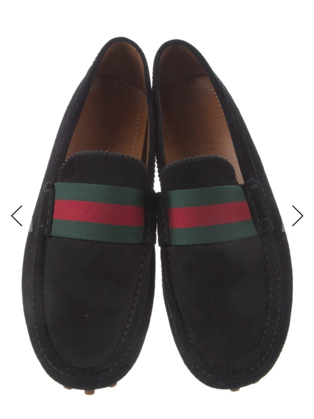 Gucci Black Suede Drivers with Web